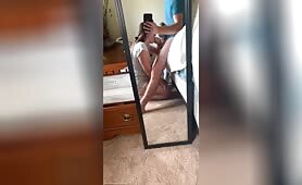 College girl sucks while I cum (mirror view)